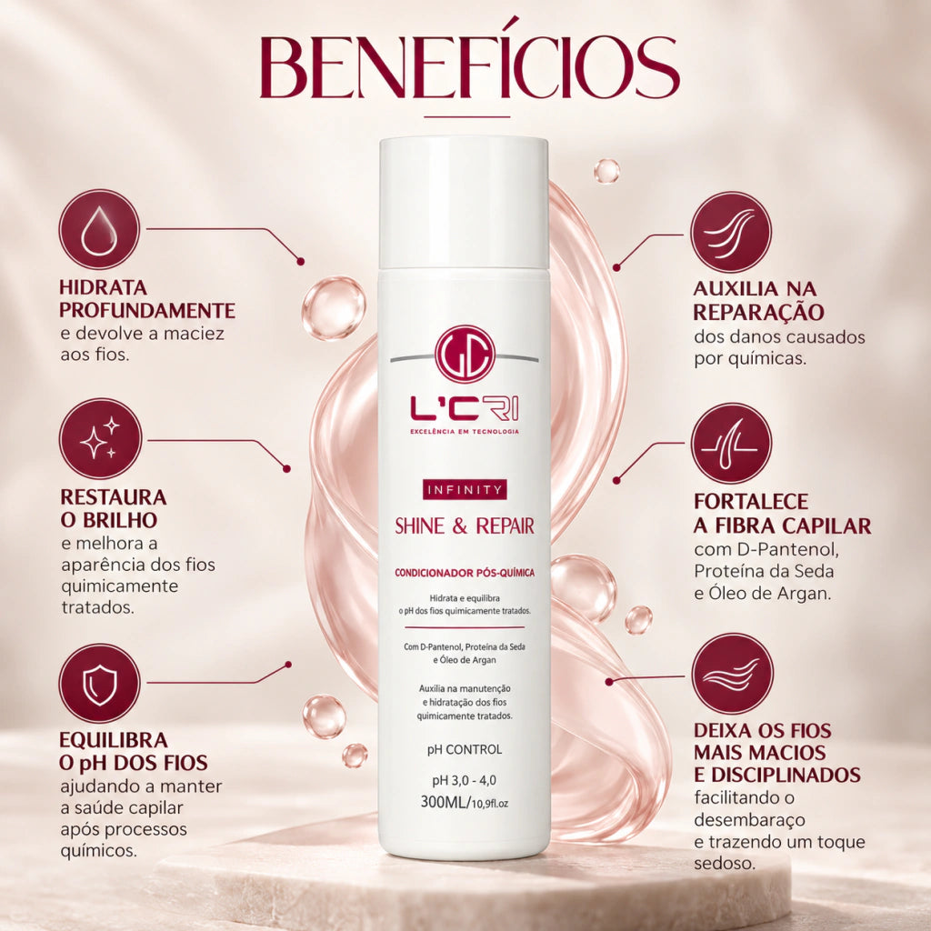 Condicionador Infinity Shine & Repair Pós Química L'Cri 300ml - imagem 3