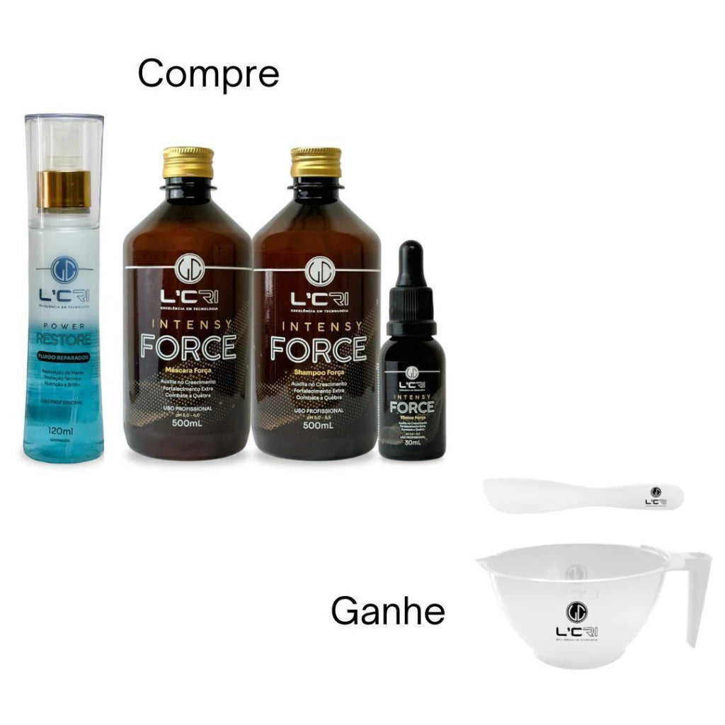 Kit Força Crescimento Capilar Intensy Force com Brinde Power Restore L'cri