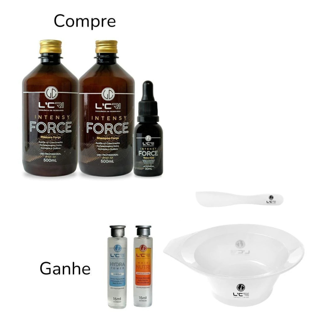 Kit Força Crescimento Capilar Intensy Force L'cri com Brindes