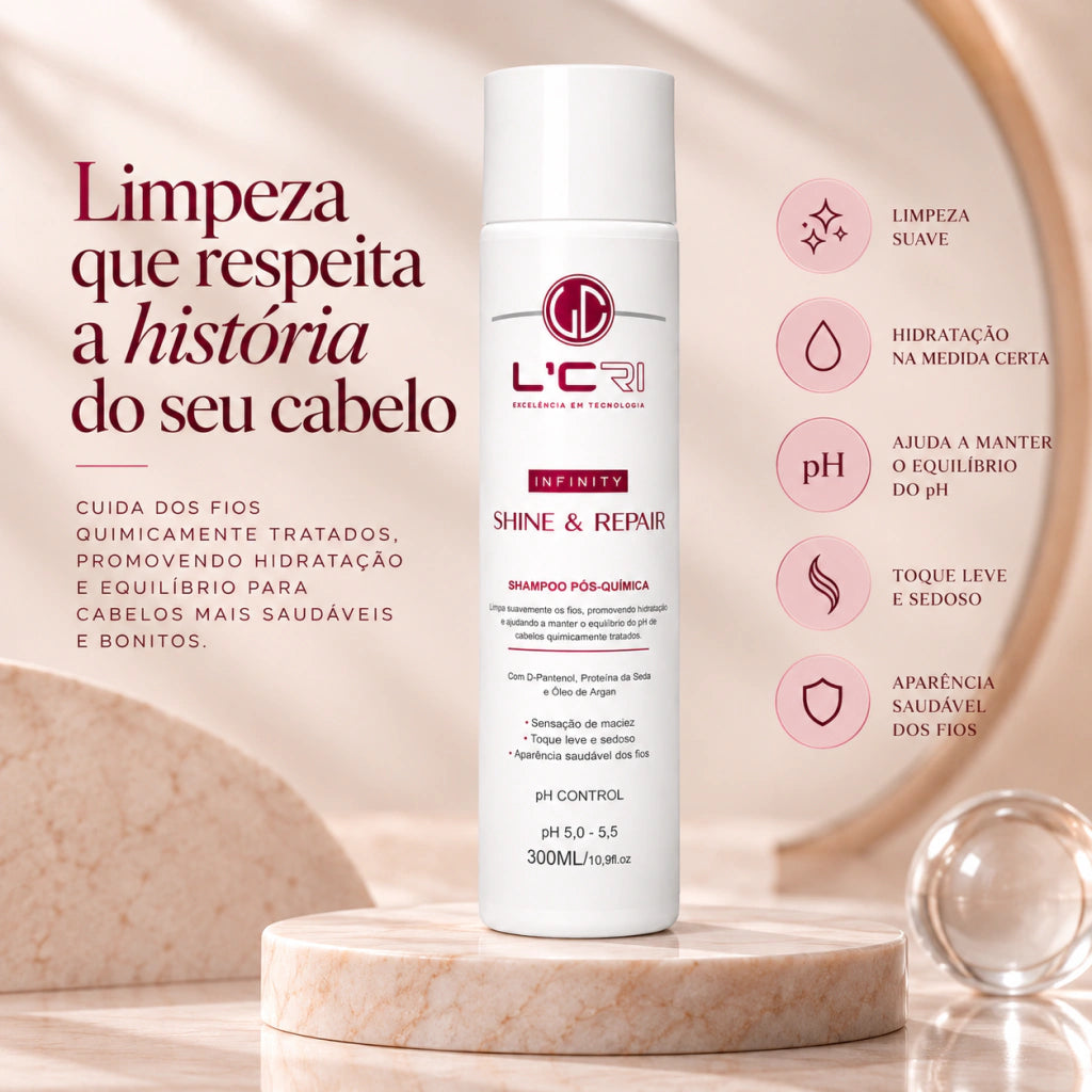 Shampoo Infinity Shine & Repair Pós Química L'Cri 300ml - imagem 4