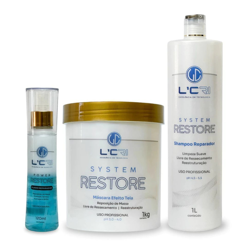 Kit System Restore Efeito Teia Profissional + Bifásico Fluido L'Cri