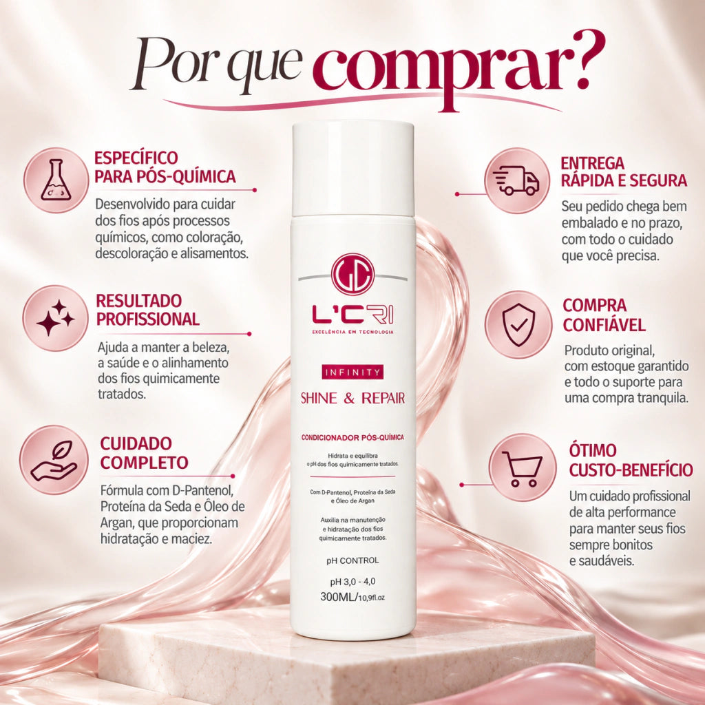 Condicionador Infinity Shine & Repair Pós Química L'Cri 300ml - imagem 2