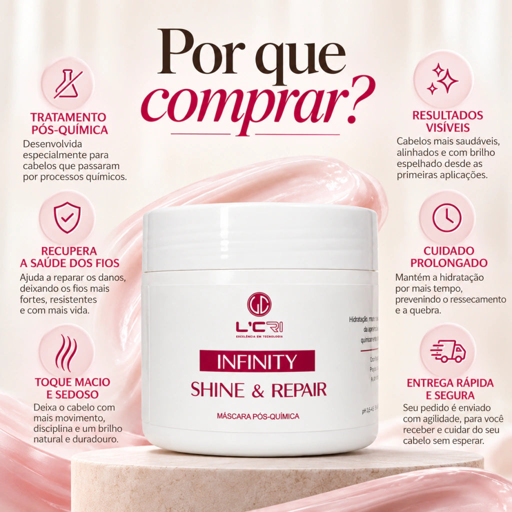 Máscara Infinity Shine & Repair Pós Química L'Cri 500g - imagem 2