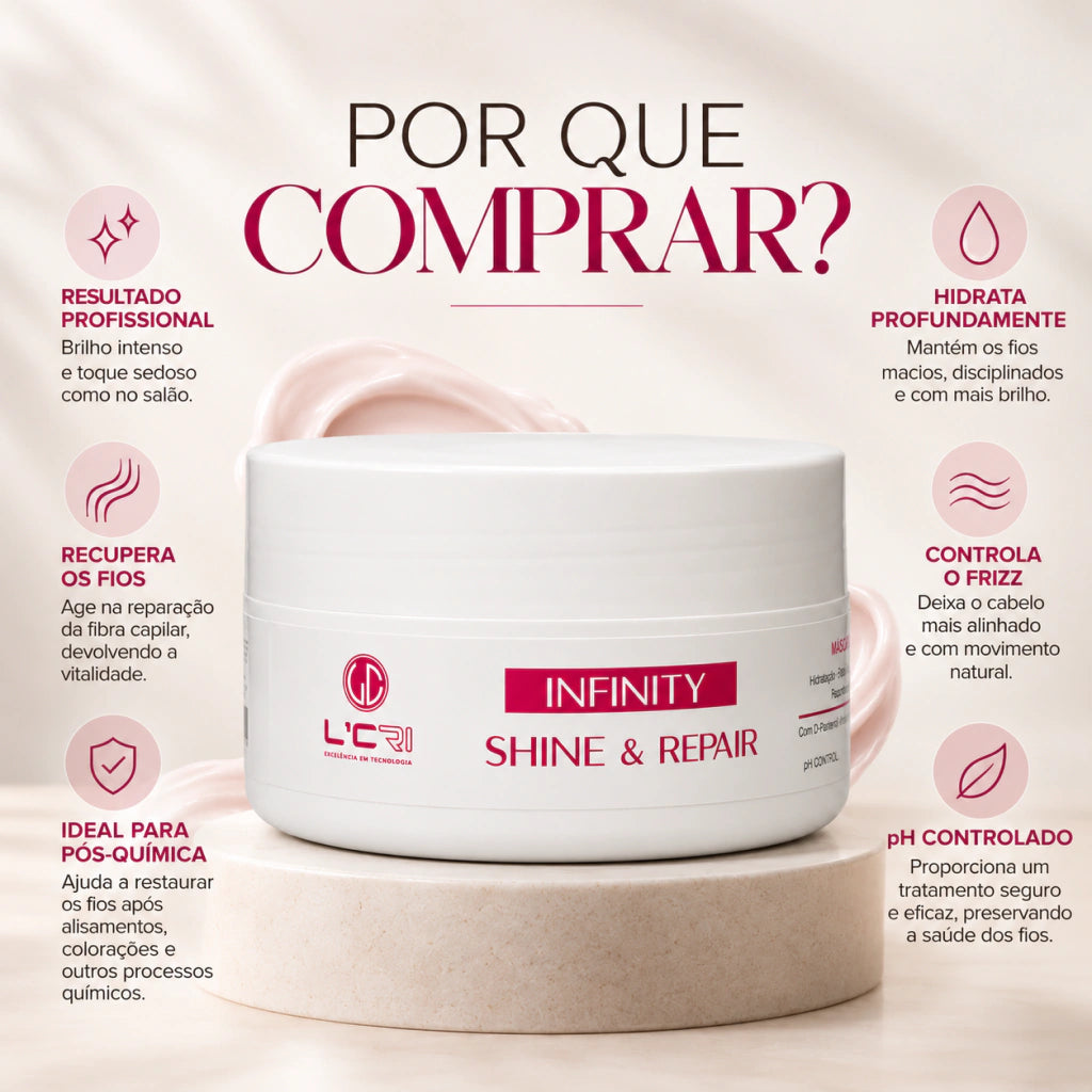 Máscara Infinity Shine & Repair Pós Química L'Cri 300g - imagem 2