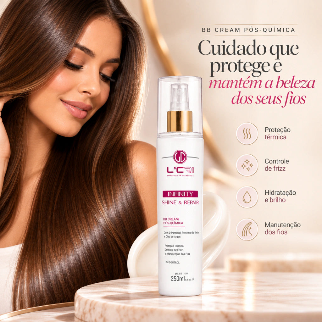 BB Cream Infinity Shine & Repair Pós Química L'Cri 250ml - imagem 5