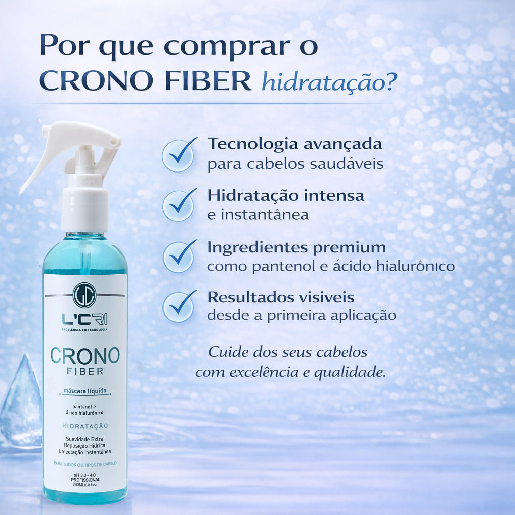 Máscara Líquida Crono Fiber Hidratação 260ml L'Cri - imagem 3