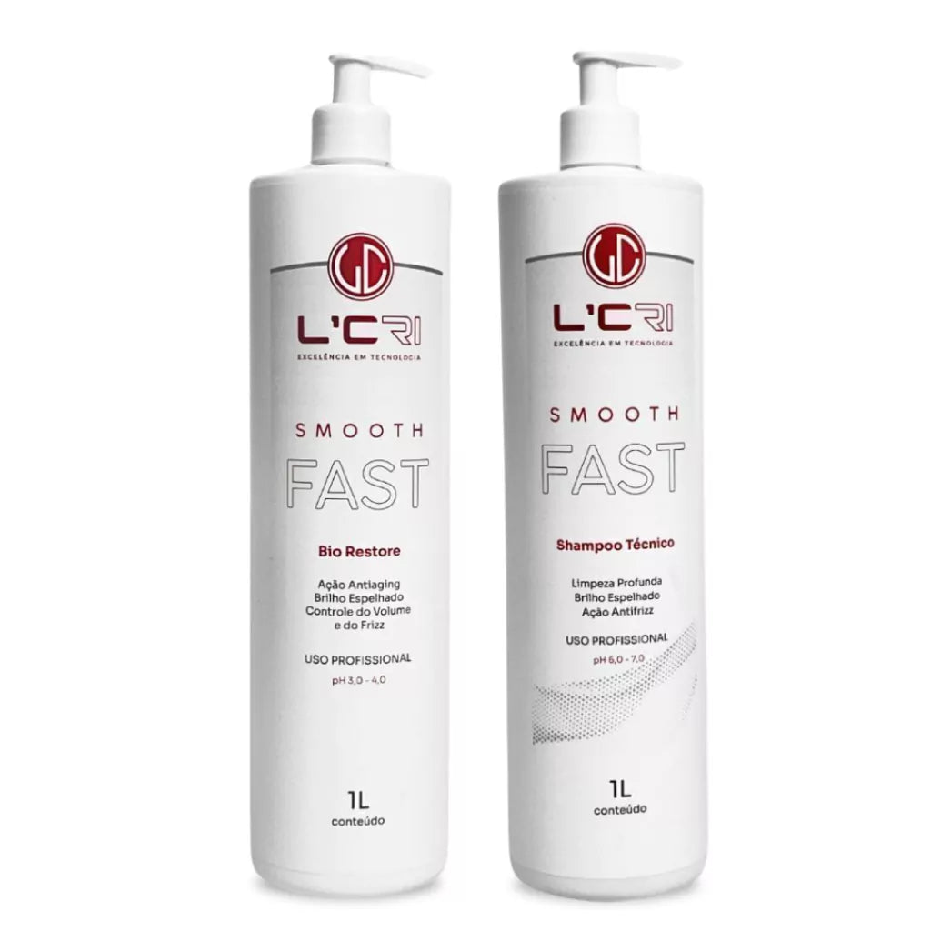 Kit Smooth Fast Alisamento Capilar Efeito Natural L'Cri 1L